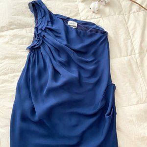 UNDER.LIGNE  Ruffle Blue Navy Mini Silk Dress